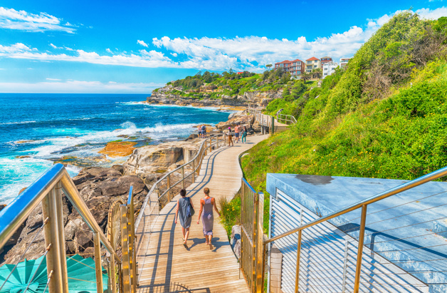 People walking down a beach path in Australia