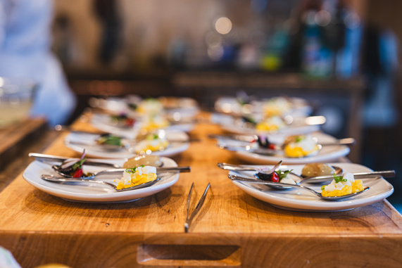 Gourmet food plated up at a restaurant
