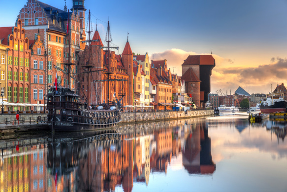 A river view in Gdansk, Poland