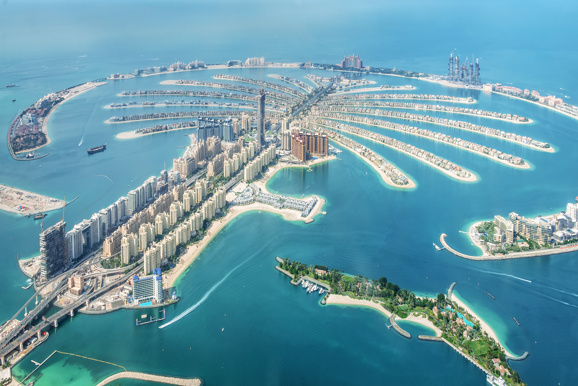 Aerial view of Dubai Palm Jumeirah Island